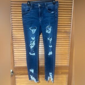 American Eagle Outfitters Dark Blue Distressed Jeggings